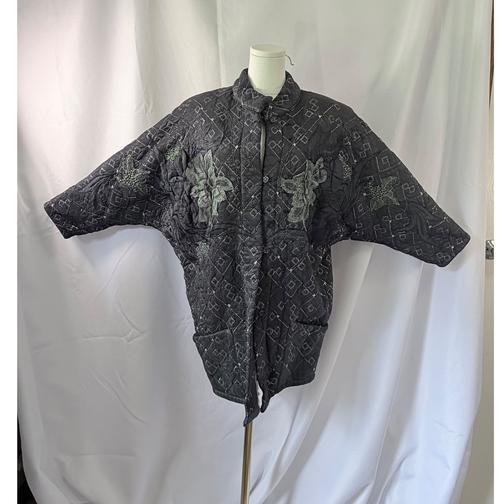 Quilted Batwing Artwear Jacket Oversized Lagenlook Boho Statement OS